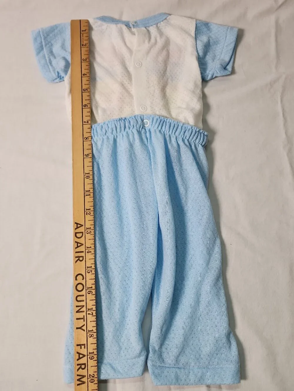 GERBER 2 Piece Snap Apart Blue BABY PAJAMAS Animals Baseball USA 12 MONTHS VTG